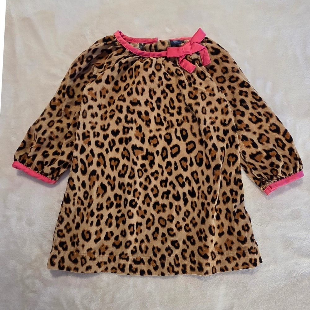 Toddler Girls 100% Cotton Pink Leopard Print Summer Dress Pink Bow Size 2T